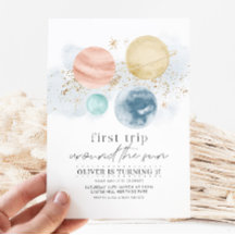 Invitación de primer cumpleaños de un niño de Plan