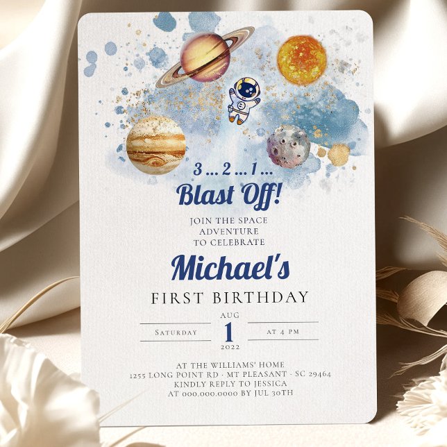 Invitación de primer cumpleaños de un niño de Plan (Subido por el creador)