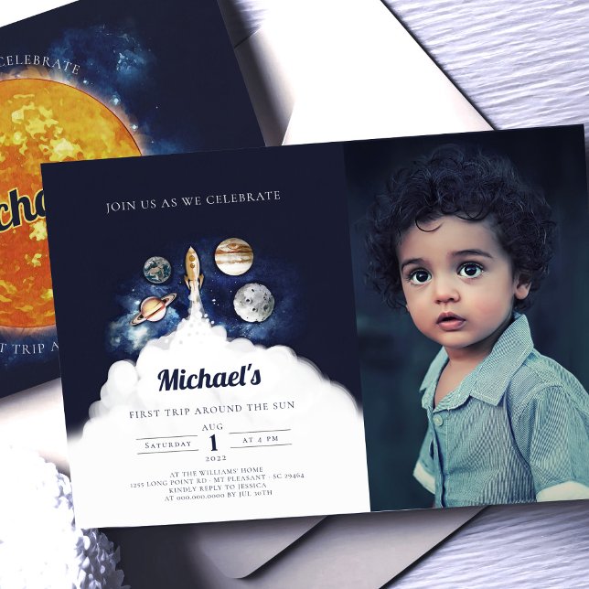 Invitación de primer cumpleaños de un niño de Plan (Subido por el creador)