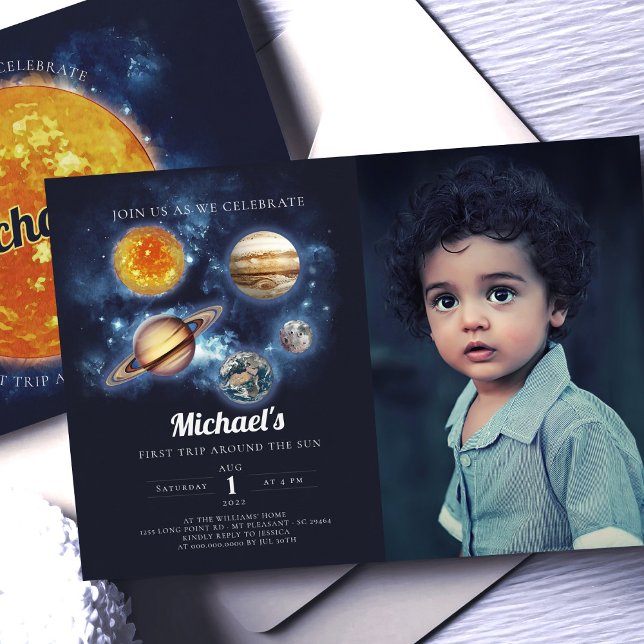 Invitación de primer cumpleaños de un niño de Plan (Subido por el creador)