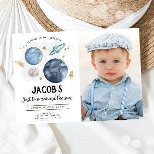 Invitación de primer cumpleaños de un niño de Plan