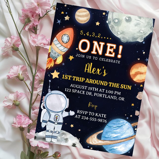 Invitación de primer cumpleaños de un niño de Plan (Subido por el creador)