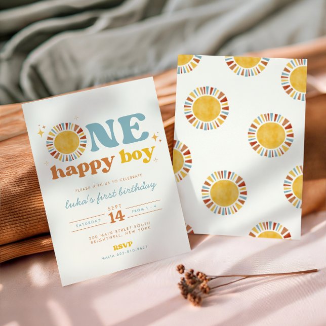 Invitación de primer cumpleaños de un niño feliz B (Subido por el creador)