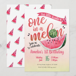 Invitación de primer cumpleaños de una sandía de m