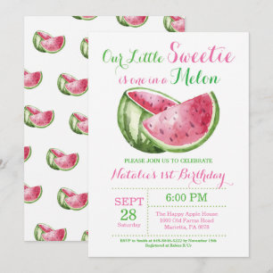Invitación de primer cumpleaños de una sandía de m