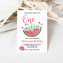 Invitación de primer cumpleaños de una sandía de m