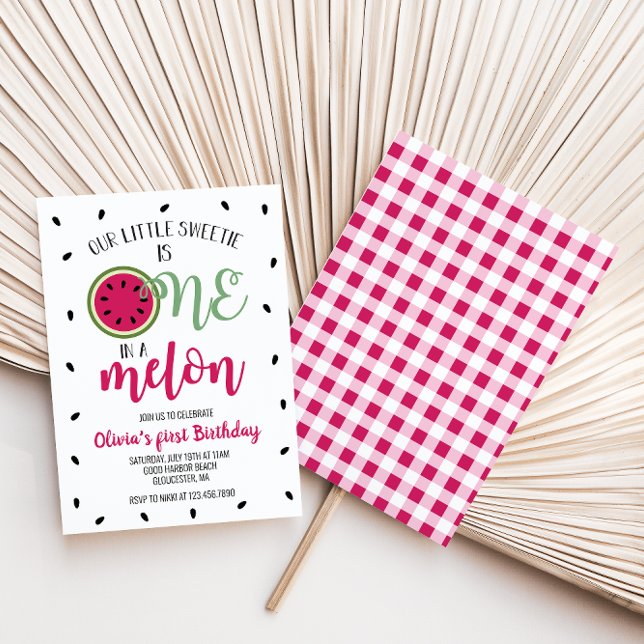 Invitación de primer cumpleaños de una sandía de m (Subido por el creador)