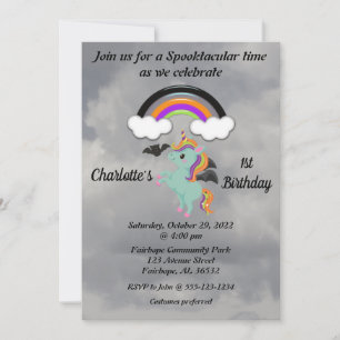 Invitación de primer cumpleaños de Unicornio espel