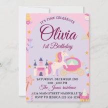 Invitación de primer cumpleaños de unicornio mágic