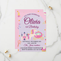 Invitación de primer cumpleaños de unicornio mágic
