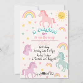 Invitación de primer cumpleaños de unicornio mágic