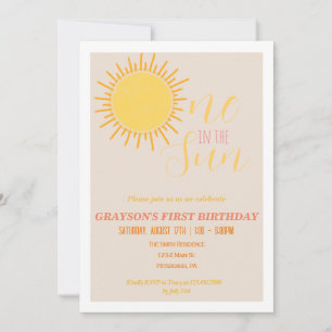 Invitación de primer cumpleaños de uno en el sol