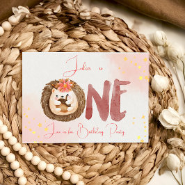 Invitación de primer cumpleaños de Watercolor hedg