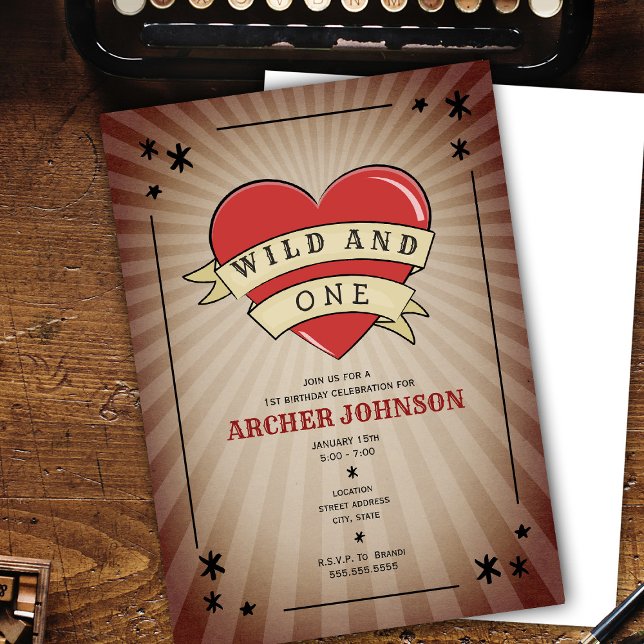 Invitación de primer cumpleaños de Wild and One Ta (Subido por el creador)
