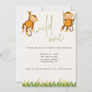 Invitación de primer cumpleaños de WILD ONE