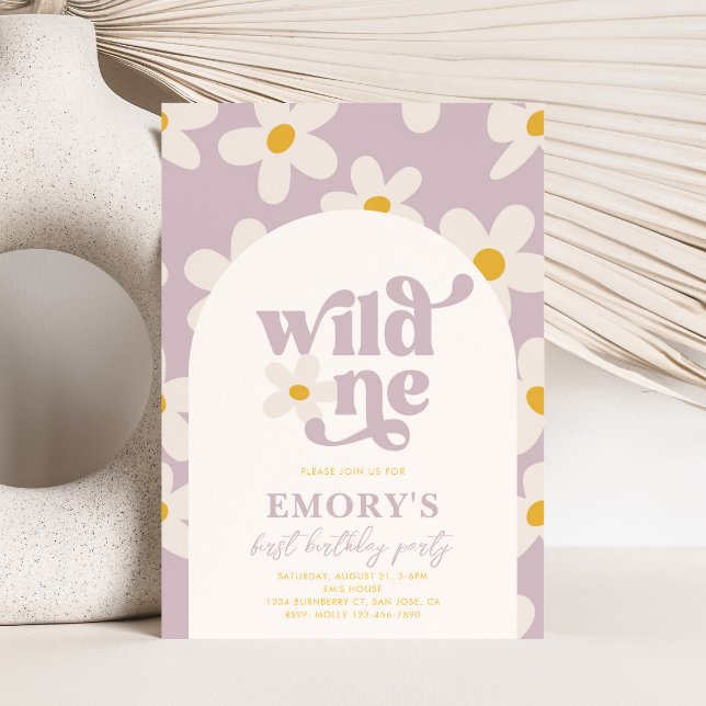 Invitación de primer cumpleaños de Wild One Daisy (Subido por el creador)