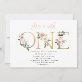 Invitación de primer cumpleaños de WILD One Floral
