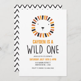 Invitación de primer cumpleaños de Wild One Lion