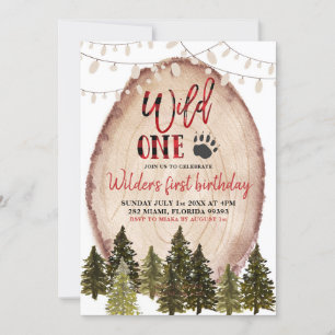 Invitación de primer cumpleaños de Wild One Lumber