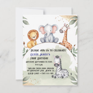 Invitación de primer cumpleaños de Wild One Safari