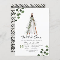 Invitación de primer cumpleaños de Wild One Teepee