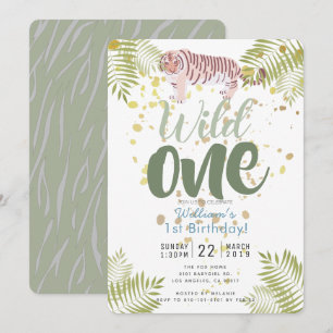 Invitación de primer cumpleaños de Wild One Tiger 