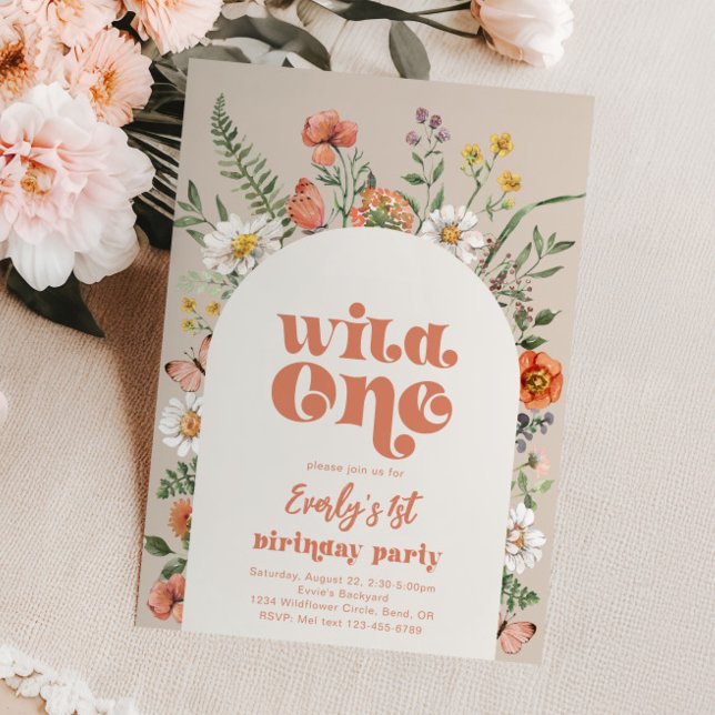 Invitación de primer cumpleaños de Wildflower One (Subido por el creador)