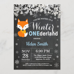 Invitación de primer cumpleaños de Winter Onederla