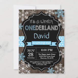 Invitación de primer cumpleaños de Winter Onederla