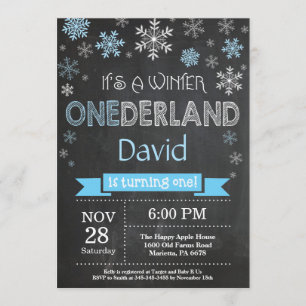 Invitación de primer cumpleaños de Winter Onederla
