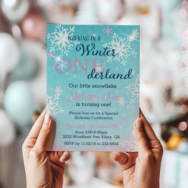 Invitación de primer cumpleaños de Winter Onederla (Subido por el creador)