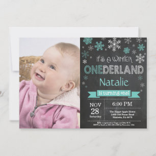 Invitación de primer cumpleaños de Winter Onederla