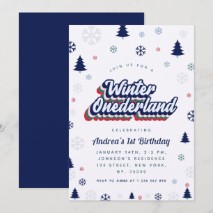 Invitación de primer cumpleaños de Winter Onederla