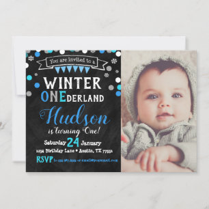 Invitación de primer cumpleaños de Winter Onederla
