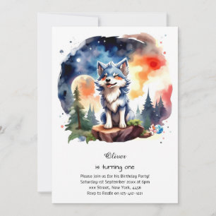 Invitación de primer cumpleaños de Wolf