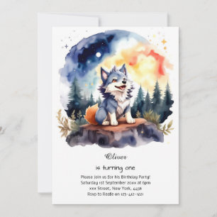 Invitación de primer cumpleaños de Wolf