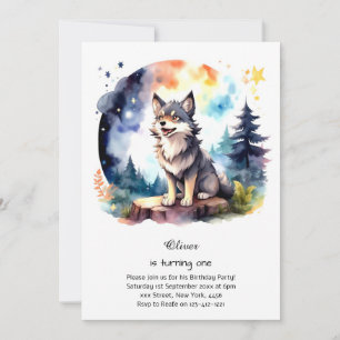Invitación de primer cumpleaños de Wolf