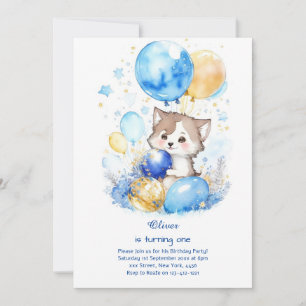 Invitación de primer cumpleaños de Wolf