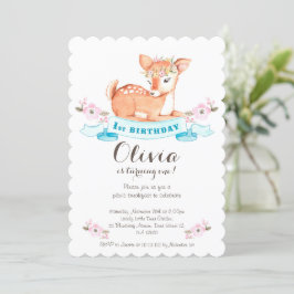 Invitación de primer cumpleaños de Woodland Deer