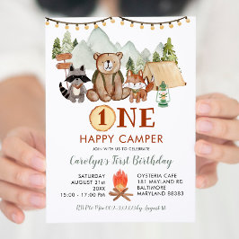 Invitación de primer cumpleaños de Woodland One Ha