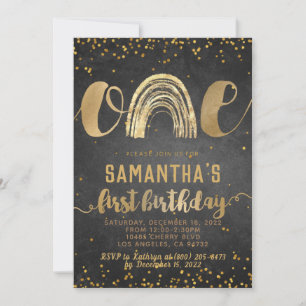 Invitación de primer cumpleaños del arco iris