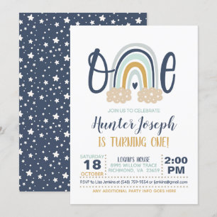 Invitación de primer cumpleaños del arco iris mode