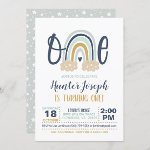Invitación de primer cumpleaños del arco iris mode