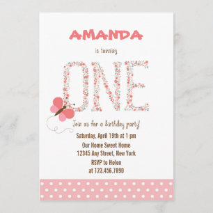 Invitación de primer cumpleaños del Chica de alfab