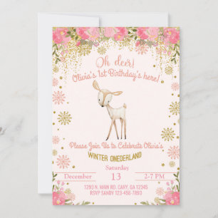 Invitación de primer cumpleaños del chica de invie