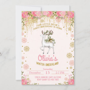 Invitación de primer cumpleaños del chica de invie