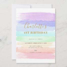 Invitación de primer cumpleaños del chica Pastel R