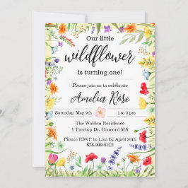 Invitación de primer cumpleaños del Chica Wildflow