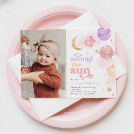 Invitación de primer cumpleaños del espacio de los