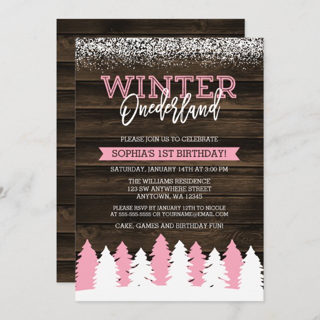 Invitación de primer cumpleaños del invierno ruso  (Anverso / Reverso)